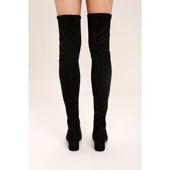 Steve Madden Womens Isaac Black Faux Suede Over the Knee Boots Block Heel size 6 - Picture 4 of 15